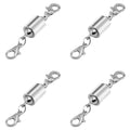 Magnetic Necklace Clasps, Magnetic Jewelry Clasps, 14K Gold and Silver, Necklace Bracelet Extender with Lobster Clasp (4pcs Silver) - color: 4pcs silver