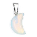 QSLLER 20PCS Moon-shaped Pendant Natural Stone Crystal Opal Turquoise 12x28mm Charms for Women Jewelry Making DIY Necklace Earrings
