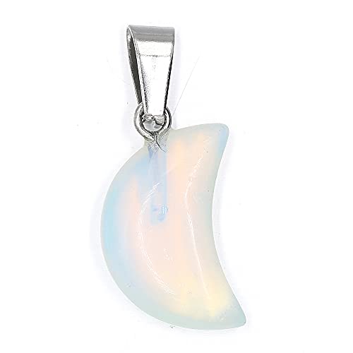 QSLLER 20PCS Moon-shaped Pendant Natural Stone Crystal Opal Turquoise 12x28mm Charms for Women Jewelry Making DIY Necklace Earrings