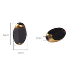 Glass Rice Beads Black 4x6mm 50pcs Faceted Oval Golden Edge Crystal Loose Beads for DIY Craft Jewelry Making - color: Black