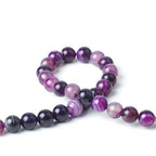 100Pcs Natural Stone 6mm Purple Striped Agate Round Loose Gemstone Energy Healing Beads Hole Size 1mm DIY Smooth Beads for Bracelet Necklace Earrings Jewelry Making - color: Purple Striped Agate, size: 6mm