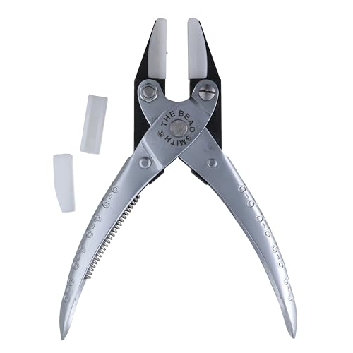 The Beadsmith Parallel Pliers – Double Nylon Flat Nose Jaws – Uniform Pressure to Provide a Consistent Grip – Textured Metal Handles – Replacement Jaws Included – Steel Tool for Jewelry Making - style: Nylon Flat Nose - 140mm