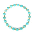 Turquoise Bracelet, Bohemian Natural Genuine Turquoise Bead Bracelet for Women, Handmade 6mm Round Beads Stretch Bracelet Turquoise Jewelry
