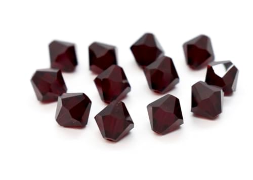 100pcs Authentic Preciosa 3mm (0.12 Inch) Small Faceted Bicone Crystal Loose Beads Garnet Red Compatible with Swarovski Elements Crystals for Jewelry Making Pre-B342 - color: Garnet, size: 3mm (0.12 Inch) - 100pcs