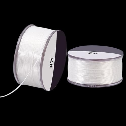 PH PandaHall 0.1mm Nylon String 100 Yards Beading Thread White Nylon Seed Bead Thread Bracelet Threads Sewing String for Leather Stitching Beading Jewelry Bracelets Making - color: White
