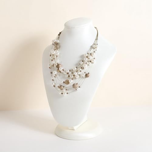 GemeShou White necklace display stands for selling, Leather necklace storage organizer, Large jewelry bust mannequin for boutique store【White Necklace bust-height 11.22 inch】 - size: Large