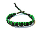 Men's Women's Green and Black Woven Interlocked Adjustable Alligator Clip Hemp Bracelet - Handmade