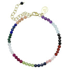 Faceted Bracelet for Women, Certified 925 Sterling Silver with 18K Gold Vermeil Healing Crystal Bracelets for Women - Crystals and Healing Stone Bracelet Women Jewelry for Gift - color: Multi