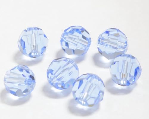 100pcs Adabele Austrian 4mm (0.16 Inch) Small Faceted Loose Round Crystal Beads Light Sapphire Blue Compatible with 5000 Swarovski Crystals Preciosa SS2R-414 - color: Light Sapphire Blue, size: 4mm Small (100pcs)