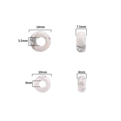 BEADIA Natural White Howlite Rondelle Stone with Large Hole (4mm) Loose Semi Gemstone Beads for Jewelry Making 10mmx4mm 24pcs - color: White Howlite, size: 10mm x 4mm