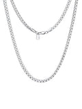ChainsHouse Flat Box Chain Necklace Men, 2/4/6/8mm Round Link Chain Necklaces, Stainless Steel/Black/14K Gold Plated Mens Jewelry, 14"-30" Length, Come Gift Box - color: A-4mm-stainless, size: 26 Inches