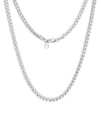 ChainsHouse Flat Box Chain Necklace Men, 2/4/6/8mm Round Link Chain Necklaces, Stainless Steel/Black/14K Gold Plated Mens Jewelry, 14"-30" Length, Come Gift Box - color: A-4mm-stainless, size: 22 Inches