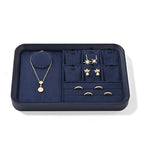 Oirlv Jewelry Display Tray for Vendors Velvet Jewelry Tray with Compartments for Rings and Necklaces(Blue) - color: Blue P21702