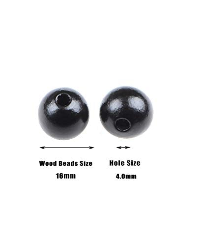 AD Beads Large Hole Wood Spacer Wooden Jewelry Making Bracelet Necklace Chandelier, Large Wooden Rosary Beads Craft Beads (16mm 100pcs, Black) - color: Black, size: 16mm 100pcs