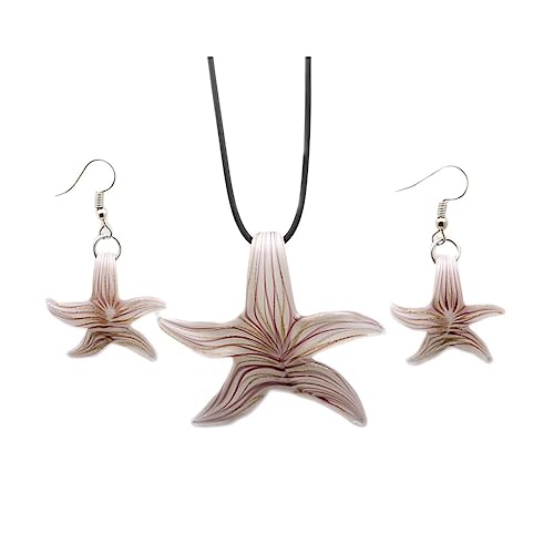 Glass Water Drop Shape Glaze Spiral Dangle Earrings Lampwork Handmade Glass Bead Geometric Earrings for Women Jewelry - color: Starfish