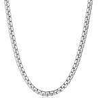 Fiusem Flat Box Chains for Men, 2.5/3/4/4.5/5mm Silver Tone Box Chain Necklace, Stainless Steel Necklaces for Men and Women 16-28 Inches, Jewelry Gift - size: 26 Inches, style: Silver 4MM