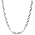 Fiusem Flat Box Chains for Men, 2.5/3/4/4.5/5mm Silver Tone Box Chain Necklace, Stainless Steel Necklaces for Men and Women 16-28 Inches, Jewelry Gift - size: 20 Inches, style: Silver 4MM