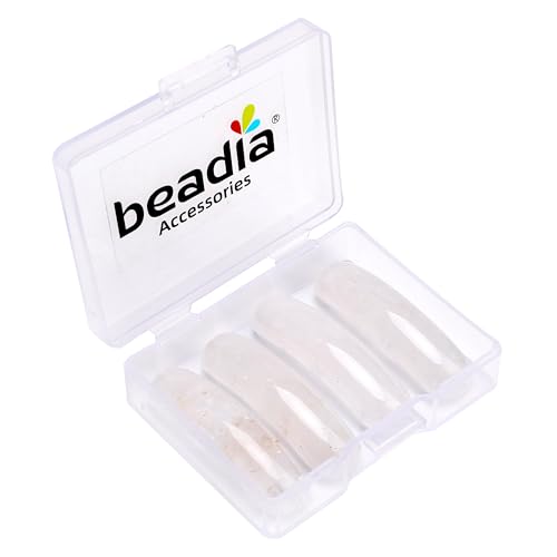 BEADIA Natural Curved Clear Quartz Stone Beads 36x10mm 4pcs for DIY Bracelet Jewelry Making - color: Clear Quartz