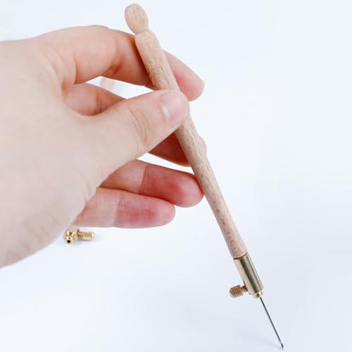 Tambour Hook with 3 Needles Wood Handle Embroidery Crochet Hook Kit for Beading Sequins DIY Sewing Accessories Needlework Tool Set Chain Stitch Embroidery Fabric Crafts Burlywood - color: BurlyWood