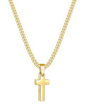 Fiusem Easter Basket Stuffers Cross Necklace for Men and Women, 14K Gold Plated Mens Cross Necklaces with 3.5mm Cuban Chain, Stainless Steel Pendant Chain 16-24 Inches - size: 20 Inches, style: Tiny gold cross:0.8"*0.45"