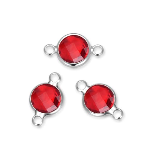 10pcs Adabele Grade A January Red Birthstone Connector Link 6mm (0.24 Inch) Silver Plated Round Austrian Crystal Bead for Jewelry Making CCP1-S1 - color: January- Red, size: 6mm - 10pcs