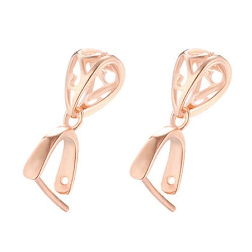 2pcs 925 Sterling Silver Pendant Bail Connector Clasp Charms for Necklace DIY Jewelry Craft Making Accessories (Rose Gold) - color: Rose gold, size: 18mm