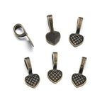 100pcs 19mm Glue On Jewelry Bail Pendant Clasp Antique Bronze 9.3mm (0.37 Inch) Heart Flat Pad Base Bulk for DIY Craft Jewelry Making MC-R3 - color: Antique bronze, size: 19mm (0.75") Heart- 100pcs