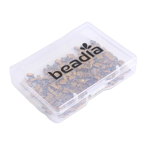 Beadia Dark Gold Hematite Stone Tila Beads 5x2mm Rectangle 2-Hole Spacer Beads for DIY Bracelet Earring Making 15.7"/Strand - color: Dark Gold Hematite, size: 5x2mm
