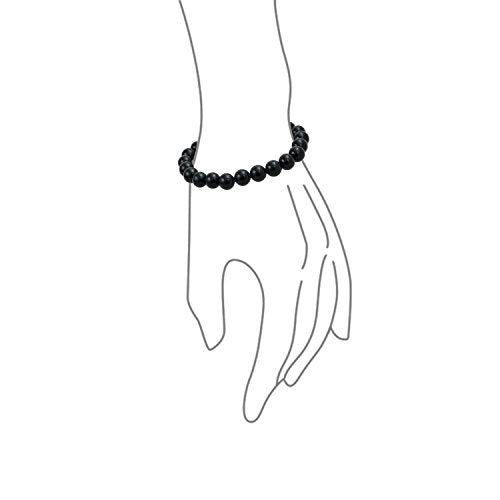 Bling Jewelry Natural Multi Color Semi Precious Gemstone Round Bead 8MM Strand Stackable Stretch Bracelet For Women Men Teen Unisex - color: Black Onyx