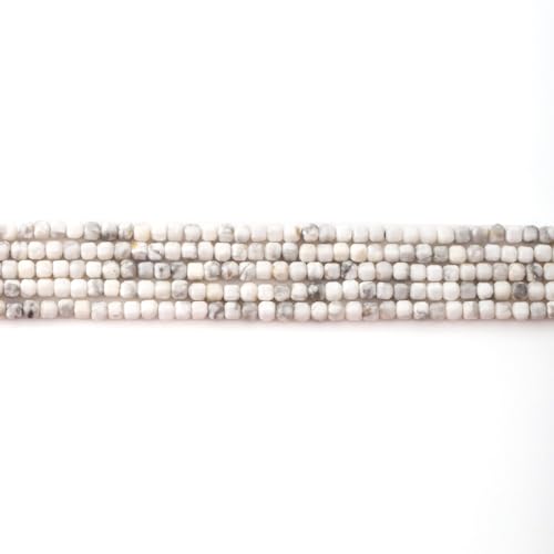 Faceted Natural Howlite 2-3mm Cube Square Loose Beads Gemstone Small Loose Beads Healing Crystal Energy Stone for DIY Jewelry Making 15" - color: Howlite