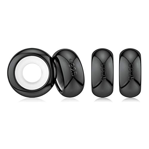 DALARAN Stopper Beads for Bracelets 925 Sterling Silver Clip Spacer Charm Bracelet Stoppers - style: 4Pcs Black Charm Stoppers