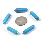 Dyed Turquoise Howlite 32mm Natural Gemstone Hexagonal Wand Jewelry Making Crystal Pointed Chakra Reiki Healing Beads 2mm Hole Drilled(Pack of 10) - color: Dyed Turquoise Howlite