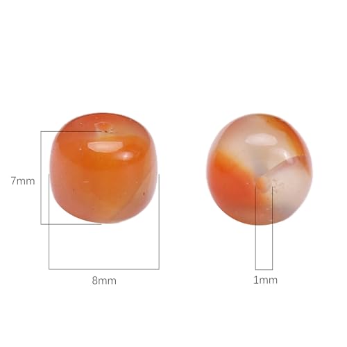 BEADIA Natural Red Agate Flat Cut Round Drum Stone 8mmx7mm Loose Semi Gemstone Beads for Jewelry Making 38cm - color: Red Agate