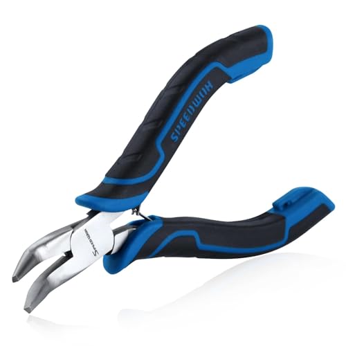 SPEEDWOX 5-Inch Bent Chain-Nose Pliers Mini 45-Degree Bent Nose Pliers For Jewelry Making Pvc Grip Handle With Double Leaf Springs Curved Nose Plier For Jewelry Making Repairing Tool - style: Bent Nose Pliers