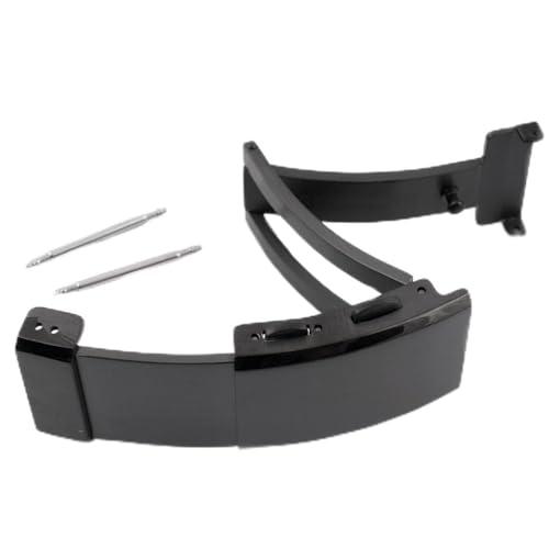 StrapHabit Quick Adjust Ratcheting Deployant Watch Clasp Buckle - Stainless Steel Deployment for Stainless Steel Bracelets - color: Black, size: 22mm