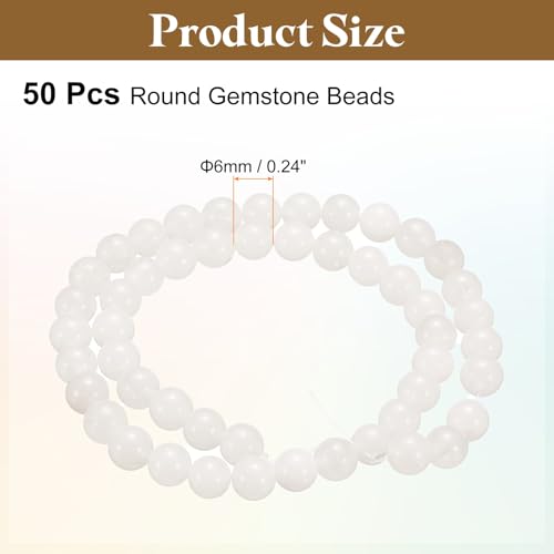 HARFINGTON 50pcs Natural Stone Beads 6mm Clear Quartz Round Gemstone Stone Loose Beading Real Genuine Smooth Balls Bead for Jewelry Making Bracelets Necklace Earrings DIY - color: Clear Quartz, size: 6mm