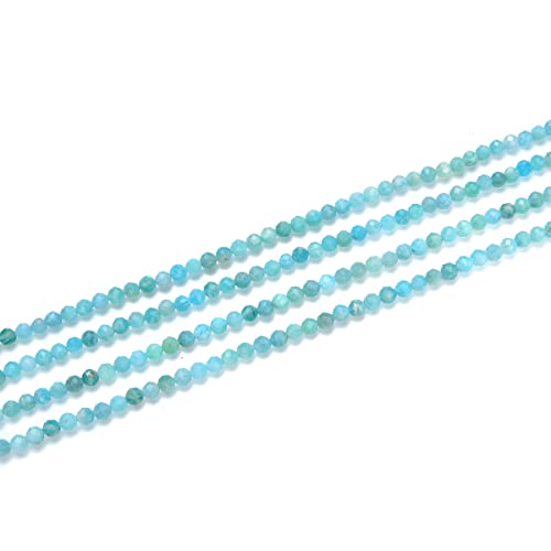 Adabele 15 Inch Natural Blue Amazonite Healing Gemstone 3mm (0.12 Inch) Tiny Small Faceted Round Loose Beads Stone Spacer (125-135pcs) for Craft Jewelry Making GK3-9 - color: Amazonite, size: 3mm (0.12") - 15 inch/1 strand