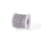 Craftdady 16.4 Feet Aluminum Curb Chain Link Silver Twisted Cable Cross Chain Unwelded 10x6.5mm with Spool for Bracelet Necklace Tassel Earring Jewelry Making - color: Silver, 10x6.5mm