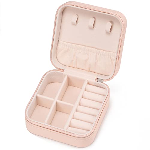 Mini Jewelry Travel Case,Small Jewelry Box,Traveling Jewelry Organizer,Portable Jewellery Storage Holder for Rings Earrings Necklace Bracelet Bangle for Girls Women(Pink - 1 pack) - color: J1 - Pink