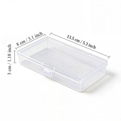 12 Pack Rectangular Clear Plastic Storage Containers Box with Hinged Lid for Beads and Other Small Craft Items (5.3 x 3.1 x 1.18 inch) - size: 5.3 x 3.1 x 1.18 inch