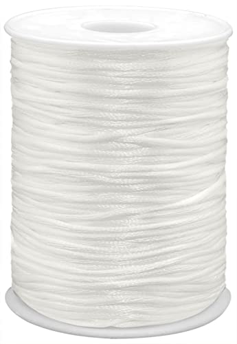 2mm x 100 Yards Quality Rattail Nylon Satin Cord Roll, Kumihimo Rattail, Chinese Knot (White) - color: White