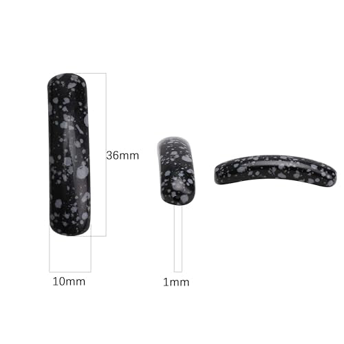 BEADIA Curved Snowflake Obsidian Stone Beads 36x10mm 4pcs for DIY Bracelet Jewelry Making - color: Snowflake Obsidian