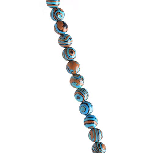 Natural Stone Beads Blue Malachite 8mm Polished Round Smooth Gemstone Beads for Jewelry Making 15 Inch(Blue Malachite,8mm) - color: Blue Malachite, size: 8mm