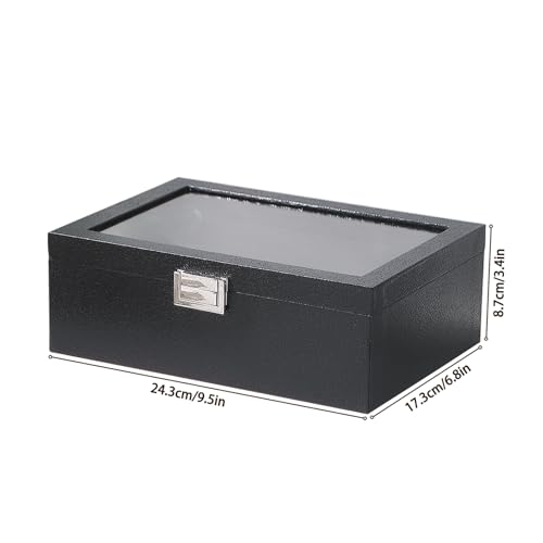 Bracelet Display Holder with Rods for Bangles Watches, Jewelry Organizer Box Storage Case with Clear Lid (Black) - color: Black