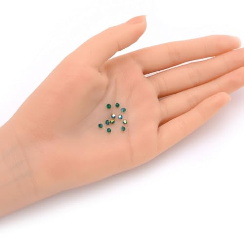 100pcs Authentic Preciosa 3mm (0.12 Inch) Small Faceted Bicone Crystal Loose Beads Emerald AB (Green) Compatible with Swarovski Elements Crystals for Jewelry Making Pre-B363 - color: Emerald AB, size: 3mm (0.12 Inch) - 100pcs