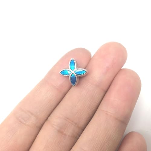 40pcs Four-Clover Flower Large Hole Blue Enamel Loose Beads (4.5mm Hole) Antique Silver Metal Spacer for DIY Craft Jewelry Making MEC-E4 - size: Blue Enamel Four-Leaf Flower