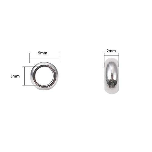 BEADIA Stainless Steel Spacer Beads 5x2mm Rondelle Loose Charm Caps Beads for DIY Jewelry Making 100pcs with 3mm Hole - color: 5x2mm 3mm