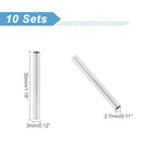 PH PandaHall About 200pcs 30mm Long Stainless Steel Tube Beads Straight Tube Charms Metal Smooth Finding Beads for Jewelry Crafts Making Findings, 2.7mm Hole Stainless Steel Color - size: 30mm long