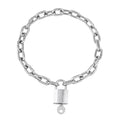 Heavy Chunky Stainless Steel Lock Necklace punk gothic Padlock Choker Chain for Men Jewelry - size: 17.8, style: 4MM