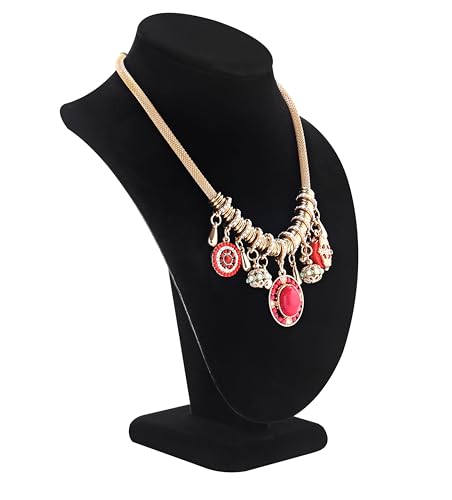 Polmart Modern Necklace Display Bust (Black Velvet, 9 ⅘”H) - color: Black Velvet, size: 9 ⅘”H